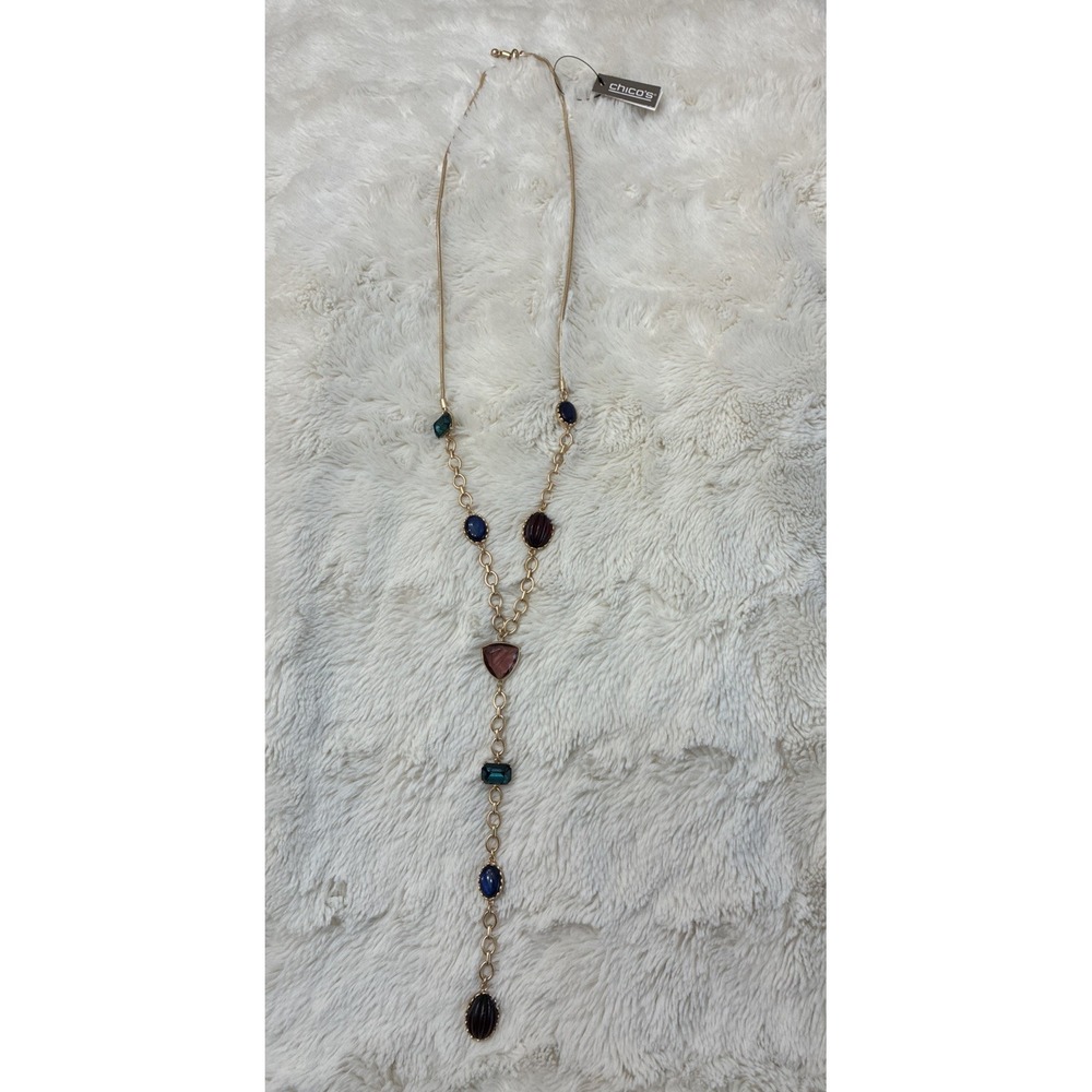 Chico's Jewel Tone Cab Necklace Goldtone NWT